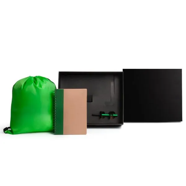Kit onboarding corporativo personalizado, pronto para entrega ao novo colaborador.